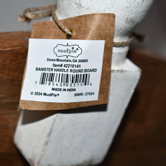 Mud Pie Farmstead Banister Round Handle Board in Brown #42210141 NWT - Picture 2 of 3